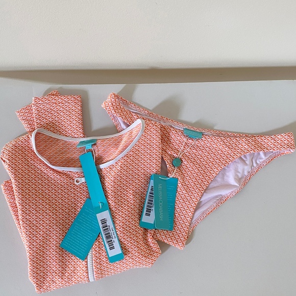 Mellissa Odabash Cali Zip Mosaic Rasher Beach Swim Top & Bikini Bottoms - Picture 12 of 12